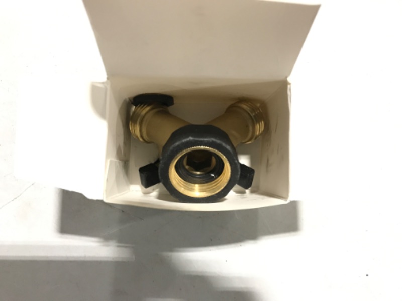 Photo 2 of Hourleey Brass Garden Hose Splitter (2 Way), Solid Brass Hose Y Splitter 2 Valves with 2 Extra Rubber Washers (2 Pack)
