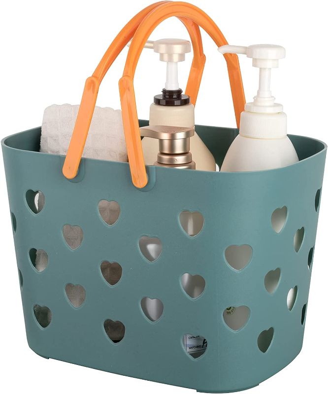 Photo 1 of Anyoifax Portable Shower Caddy Tote Plastic Storage Basket with Handle Box Organizer Bin for Bathroom, Pantry, Kitchen, College Dorm, Garage - Blue 