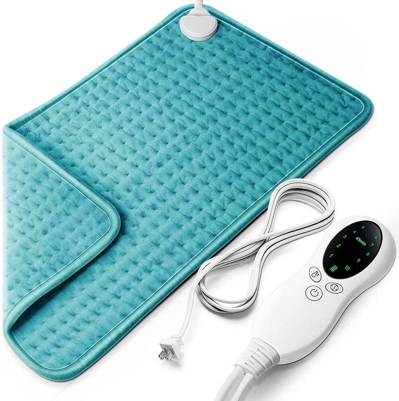 Photo 1 of Heating Pad, Heating Pads for Back Pain Relief with 10 Heat Settings, Electric Heating Pads for Cramps with Auto Shut Off, Moist and Dry Heat Therapy, Machine Washable.12" x 24"Blue