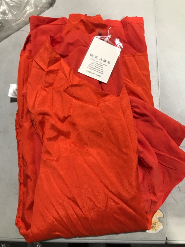 Photo 1 of BELONGSCI Women's 2023 Summer Dress Sweet & Cute V-Neck Bell Sleeve Shift Dress Mini Dress Orange X-Large