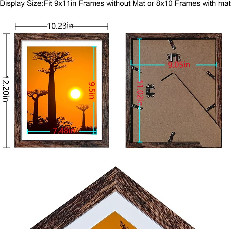 Photo 1 of 8x10 Picture Frames Rustic Brown with Mat Photo Frames 2 Packs for Tabletop or Wall Rustic Brown 8x10