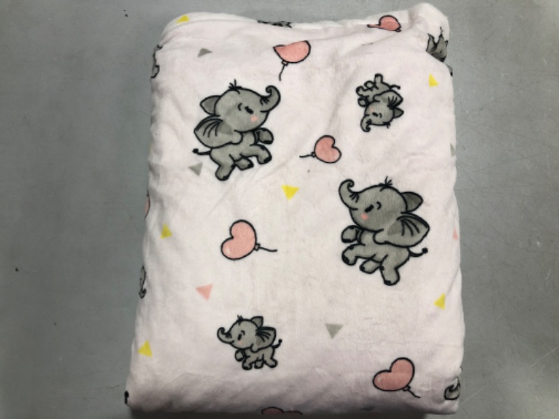 Photo 2 of DaysU Silky Micro Soft Plush Baby Blankets for Girls with Print Animal Pattern and Soothing Raised Dots, Double Layer Bed Throws for Toddler Cot, Elephant, Pink, 50x60 Inches A-elephant 50*60inch