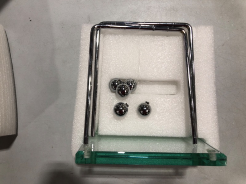 Photo 2 of GiftedKids Glasscradle Newtons Cradle Made of Glass | Desk Gadgets | Kinetic Toy | Desk Toys