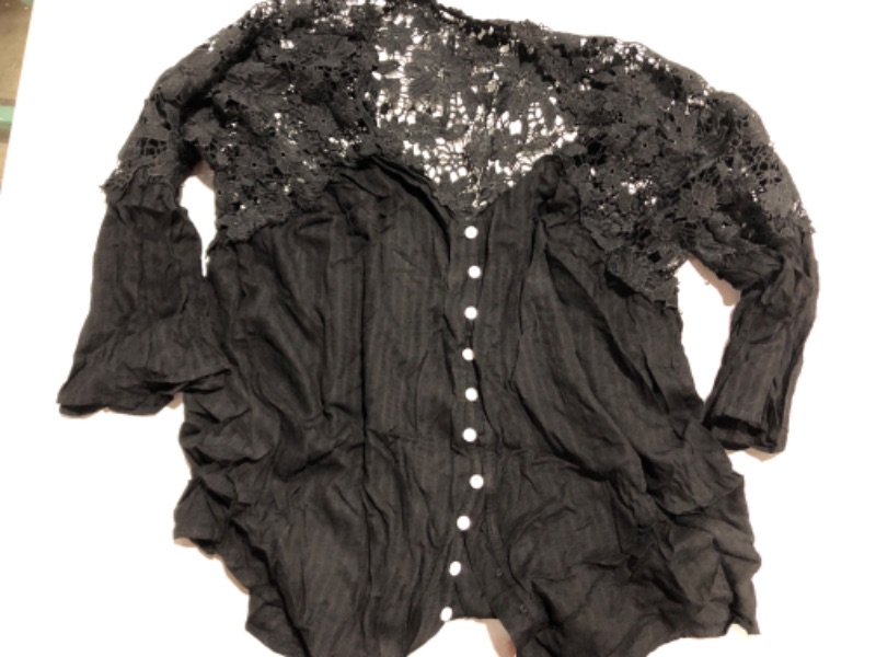 Photo 1 of Biucly Black Lace Blouse - Size - LARGE