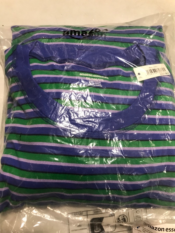 Photo 1 of Amazon Essentials Men's 5X-Large Big Cotton Snug Fit Pajamas Set, Blue, Stripe Size 5X-Large