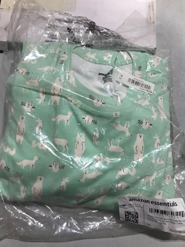 Photo 2 of Amazon Essentials Men's Knit Pajama Set- 5X-Large- Mint Green Forest Animals
