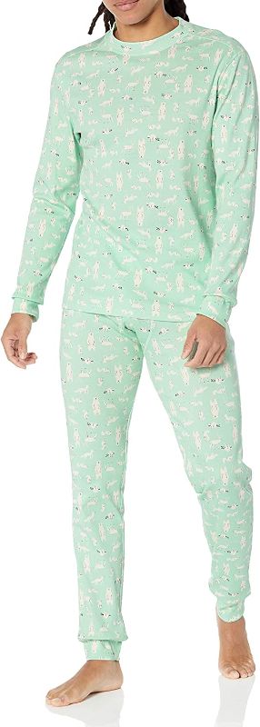 Photo 1 of Amazon Essentials Men's Knit Pajama Set- 5X-Large- Mint Green Forest Animals
