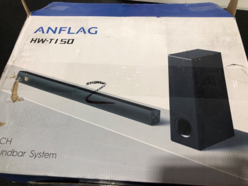 Photo 2 of ANFLAG Soundbar for TV, 2.1CH Sound Bar with Subwoofer, 5EQ Modes, LED Display, 37 Inches Sound Bars for TV, Bluetooth 5.0, Bass Adjustable Surround Sound, with Optical/Aux Cable/USB, Wall Mountable HW-T150