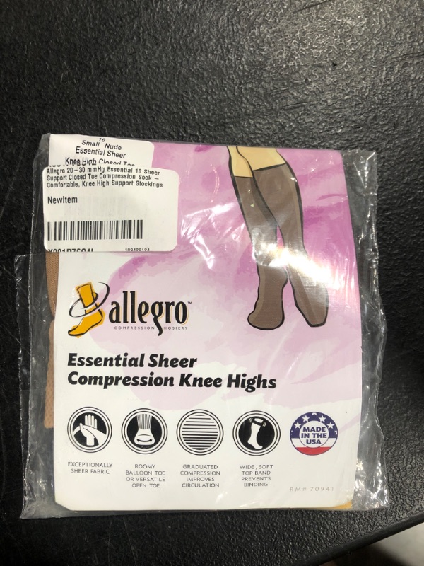 Photo 2 of Allegro 20-30 mmHg Essential 18 Sheer Support Knee High (Nude) Medium