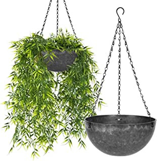 Photo 1 of  Hanging Planters for Indoor Outdoor Plants,  10 Inch Resin Plastic Hanging Baskets Flower Pots with Drainage Hole Heavy Duty Metal Chains 