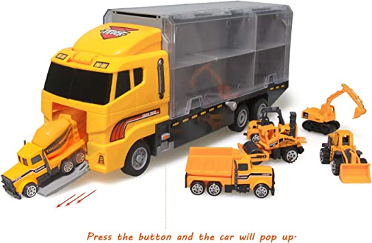 Photo 1 of zoordo Construction Truck Toys Sets,11 in 1 Mini Die-Cast Truck Vehicle Car Toy in Carrier Truck,Gifts for 3 + Years Old Kids Boys Girls
