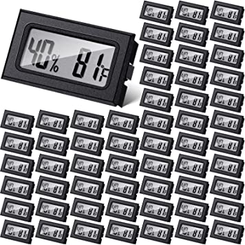 Photo 1 of 64 Pieces Mini Digital Hygrometer Thermometer Electronic Humidity Temperature Meters Small Hygrometer LCD Display Fahrenheit for Greenhouse Basements Cellar Closet Garden Fridge

