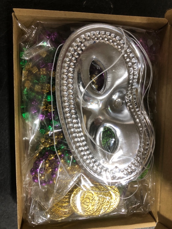 Photo 2 of 126 Mardi Gras Accessories Set Mardi Gras Party Favors Mardi Gras Decorations Mardi Gras Costume Masquerade Masks, Beads, Necklaces, Rubber Bracelets, Tattoos for Men Women Party Supplies Bulk Purple
