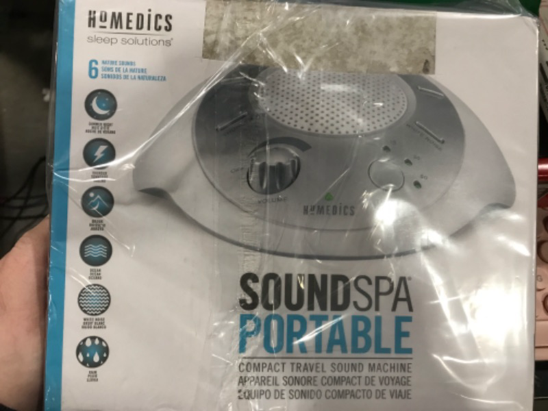 Photo 2 of Homedics SoundSleep White Noise Sound Machine, Silver, Small Travel Sound Machine with 6 Relaxing Nature Sounds, Portable Sound Therapy for Home, Office, Nursery, Auto-Off Timer, By Homedics
