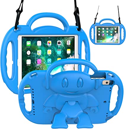 Photo 1 of RTOBX Kids Case for iPad 5th/6th Generation(9.7 inch, 2017/2018), iPad Air 1/ Air 2 & Pro 9.7 Case with Shoulder Strap, Durable Lightweight Shockproof Case with Handle Stand, Blue
