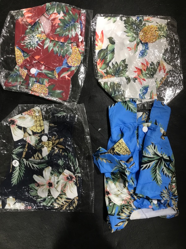 Photo 2 of 4 Pieces Summer Pet Shirts Hawaii Style Floral Dog T-Shirt Hawaiian Puppy T-Shirts Breathable Pet Cool Clothes Beach Seaside Dog Shirt Sweatshirt for Dogs Pet Puppy (Small) Small Cute Style