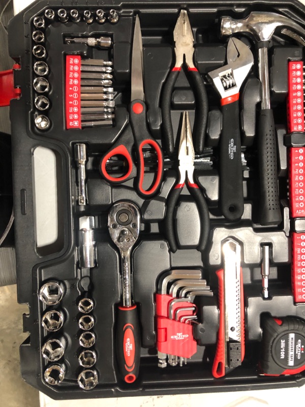 Photo 3 of 100PCs General Household Tool Set with Plastic Toolbox Storage Casewith Hummer Ratcheting Screwdriver for Men Women Home Apartment Office College Dorm Repair https://a.co/d/aGX8ka7