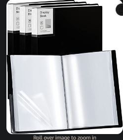 Photo 1 of Folder with Plastic Sleeves 4 Pack 9"x12" Black Portfolio Folder for Artwork Display Book 30 Pockets 60 Page Capacity
