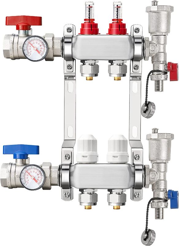 Photo 1 of ABST PEX Radiant Heat Manifold,2 Loop PEX Tubing Manifold with 1/2" Adapters Included Floor Heating Manifold Kit for Radiant Floor Heating(2-7 Loops)
