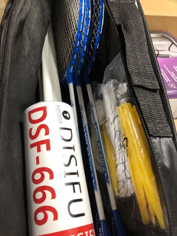 Photo 1 of Badminton Racquets, Lightweight Carbon Fiber Badminton Set, Badminton Set of 4 Rackets for Adult and Children, Including 4 Rackets, 3 Shuttlecocks, 4 Overgrip and Portable Case

