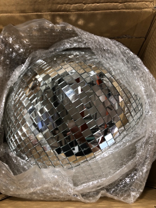 Photo 2 of Alytimes Mirror Disco Ball - 8-Inch Cool and Fun Silver Hanging Party Disco Ball –Big Party Decorations, Party Design