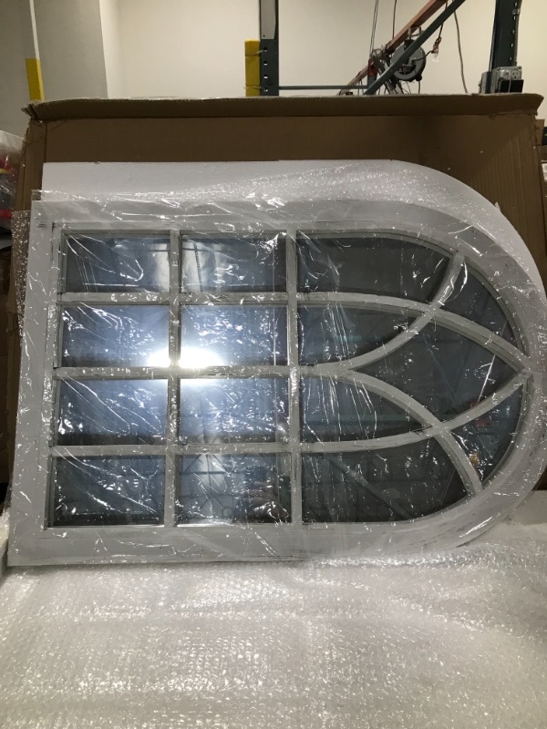 Photo 1 of COGOOD Arched Window Mirror - White Plastic Farmhouse Wall Mirror, 36x24 Antique Windowpane Mirror for Living Room, Bathroom, Entryway