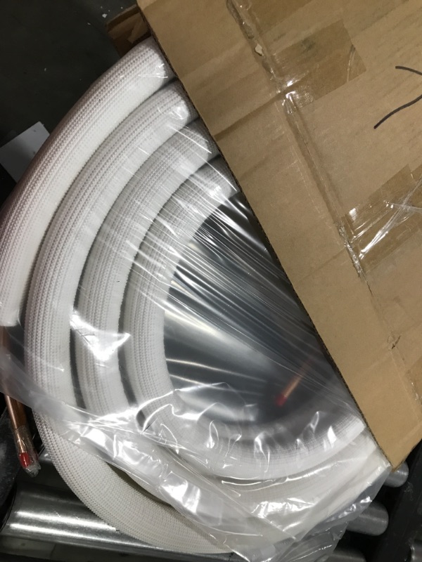 Photo 2 of 1/4" - 3/8" Insulated Copper Coil Line Set - Seamless Pipe Tube for HVAC, Refrigerant - 1/2" White Insulation EZ Twin Set - 15' Long 15' x 1/4"-3/8" White