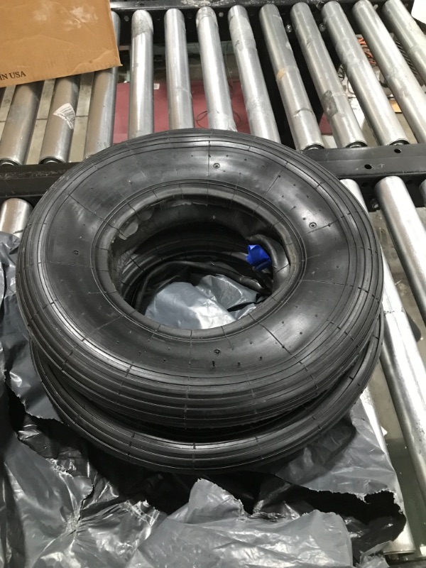 Photo 2 of (2-Set) AR-PRO 4.80/4.00-8" Tire and Inner Tube Set - Universal Replacement Tires and Inner Tubes with 15.5" Outer Tire Diameter and 4.80" Tire Width - Fits on Dollies, Trolleys, Wagons, and More
