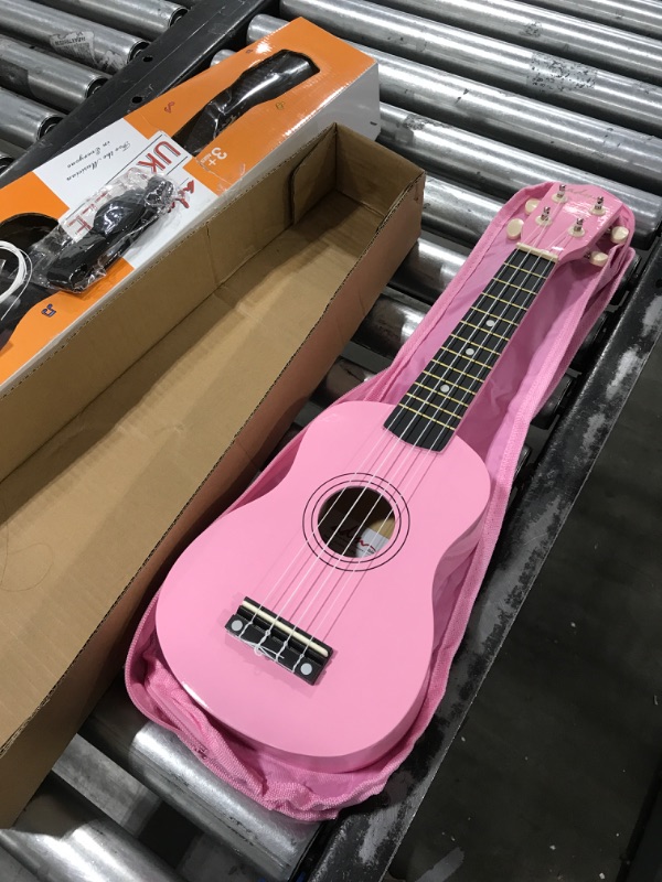 Photo 2 of ADM Soprano Ukulele for Beginners 21 Inch Hawaiian Wood Ukelele Kit for Kids Adult Student Starter Professional Ukalelee Pack Bundle with Free Lessons Gig Bag Strap Nylon String Tuner Pick, Pink