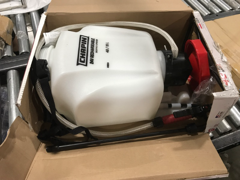 Photo 1 of Chapin 63924 4-Gallon 24-volt Extended Spray Time Battery Backpack Sprayer For Fertilizer, Herbicides and Pesticides, 4-Gallon (1 Sprayer/Package)