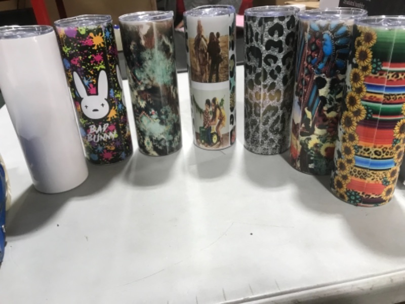 Photo 2 of 8 Pack Sublimation Tumblers bulk 20 oz Skinny,Stainless Steel Double Wall Insulated Straight Sublimation Tumbler Cups Blank White with Lid, Straw, Individually Boxed,Polymer Coating for Heat Transfer