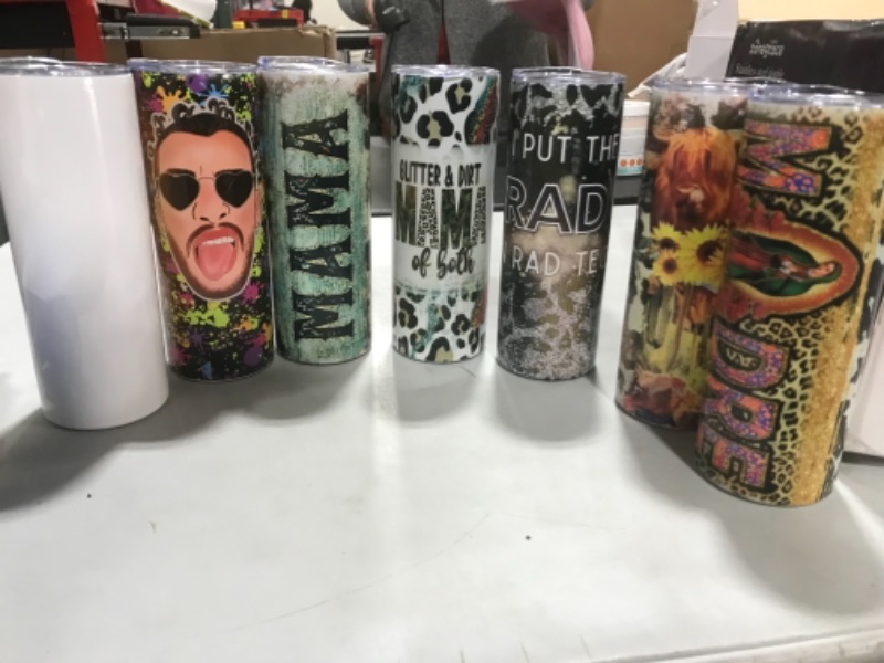 Photo 3 of 8 Pack Sublimation Tumblers bulk 20 oz Skinny,Stainless Steel Double Wall Insulated Straight Sublimation Tumbler Cups Blank White with Lid, Straw, Individually Boxed,Polymer Coating for Heat Transfer