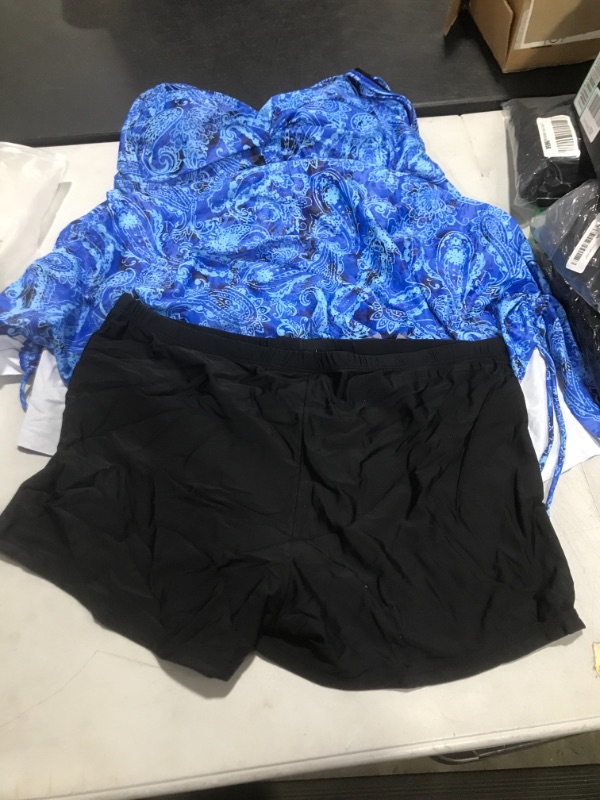Photo 2 of Aqua Eve Women Plus Size Tankini Swimsuit Two Piece Flowy Swimdress Bathing Suits with Shorts 18W