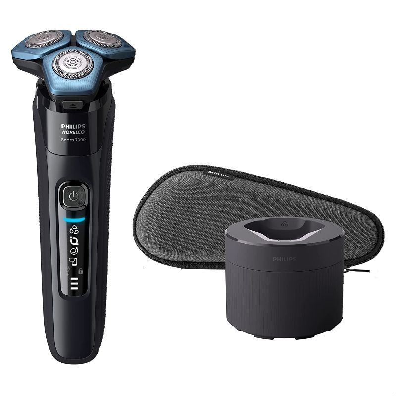 Photo 1 of Philips Norelco Shaver 7500, Rechargeable Wet & Dry Electric Shaver with SenseIQ Technology, Quick Clean Pod, Travel Case and Pop-up Trimmer, S7783/84
