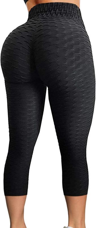 Photo 1 of A AGROSTE Women's High Waist Yoga Pants Tummy Control Workout Ruched Butt Lifting Stretchy Leggings Textured Booty Tights Size - LARGE