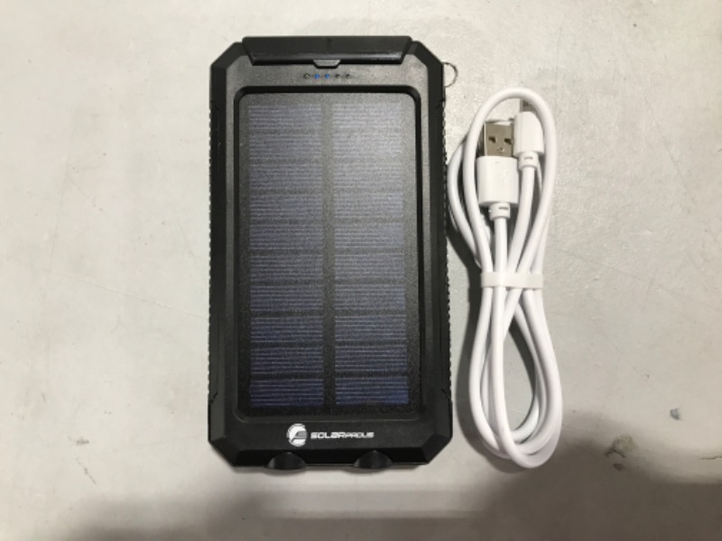 Photo 2 of Limited-time deal: Solar Charger 20000mAh Solar Power Bank Waterproof Portable External Backup Battery Charger Built-in Dual USB/Flashlight for All Cell Phone, Tablet, and Electronic Devices(Black) 