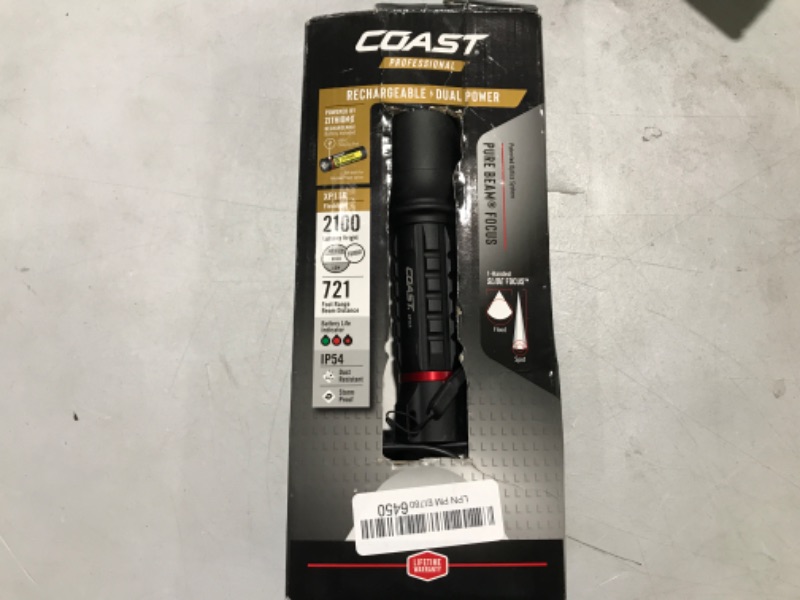 Photo 2 of Coast XP11R Rechargeable Dual Power LED Flashlight, 2100 Lumens 