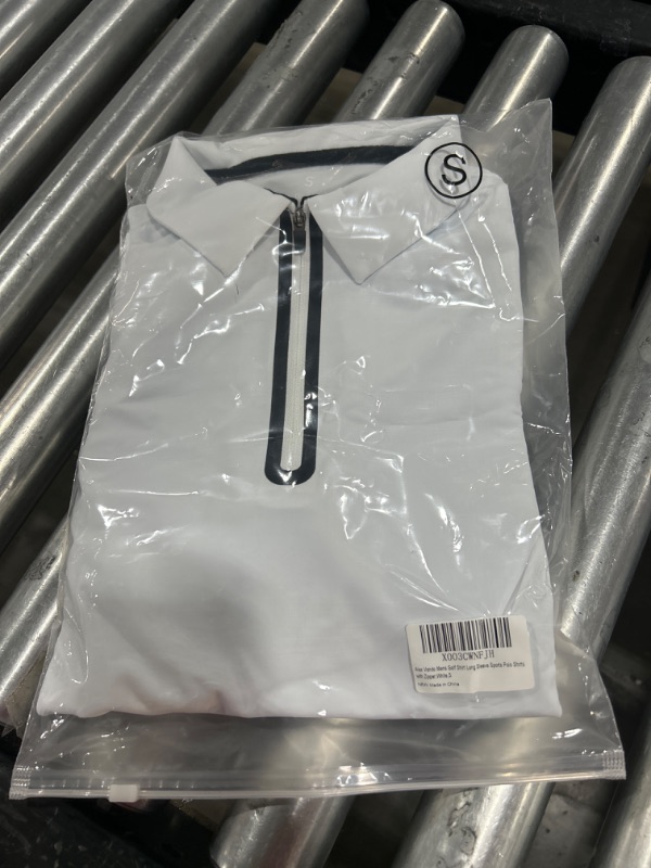 Photo 1 of Alex Vando Mens Golf Shirt Moisture Wicking Quick-Dry Short Sleeve Casual Polo Shirts for Men Zipper Ls White Small