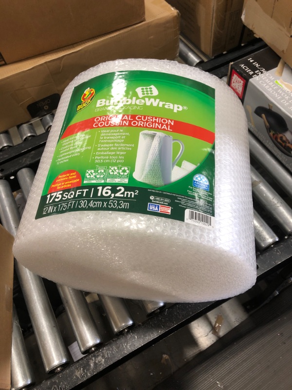 Photo 2 of Duck Brand Bubble Wrap Roll, Original Bubble Cushioning, 12" x 175', Perforated Every 12" (1053440), Clear 12 in. x 175 ft.