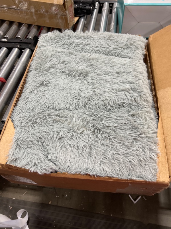 Photo 2 of Light Grey Super Soft Area Rug for Bedroom,6x9,Fluffy Rugs,Big Rug,Furry Rugs for Living Room,Plush Rugs for Girls Boys Room,Shaggy Rug for Kids Baby Room,Fuzzy Rugs for Nursery Dorm,Non-Slip Rug 6 Feet x 9 Feet Light Grey