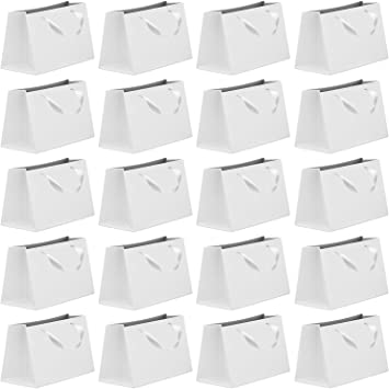 Photo 1 of 20 Pcs White Kraft Paper Gift Bags 10.6 x 8.2 x 3.1 Inch Gift Bags Bulk with Handles for Retail Bag, Party Favor Bag, Birthday Gift Bag, Merchandise Boutique Retail Bags
