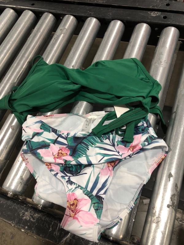 Photo 1 of 2 PIECE BIKINI -GREEN/FLORAL 
SIZE-SMALL 