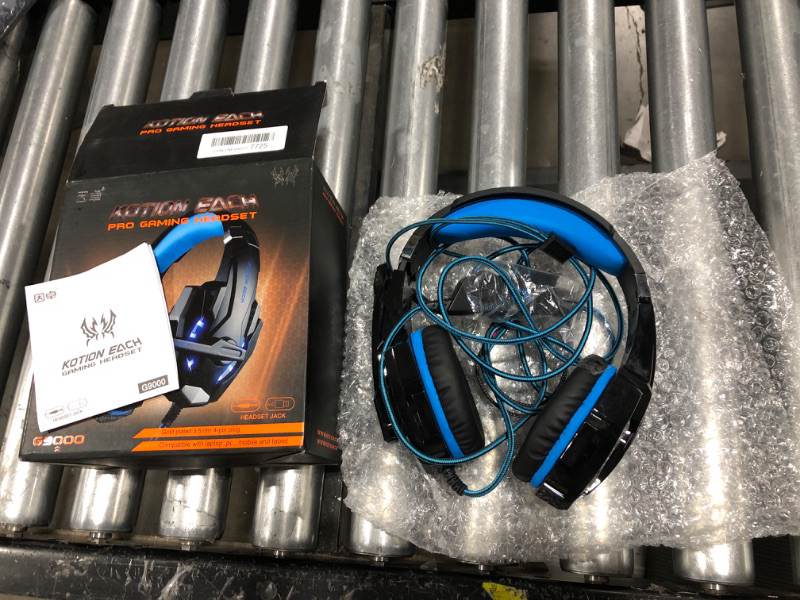 Photo 2 of Kotion Each G9000 Over Ear Gaming Headphones with Mic and LED (Black/Blue) Compatible with PC, iPad, iPhone, Tablets, Mobile Phones