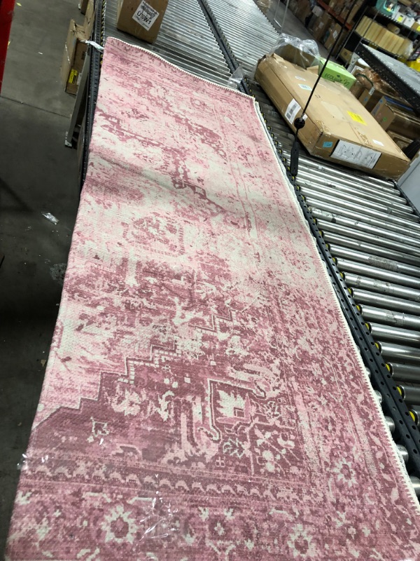 Photo 3 of Adiva Rugs Machine Washable Area Rug with Non Slip Backing for Living Room, Bedroom, Bathroom, Kitchen, Printed Persian Vintage Home Decor, Floor Decoration Carpet Mat (Pink, 5'3" x 7'5") 5'3" x 7'5" Pink 33