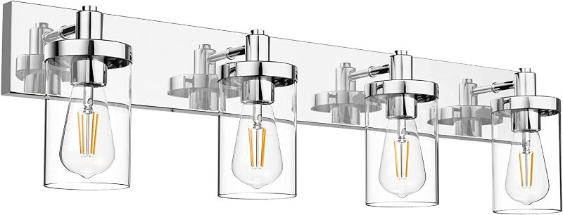 Photo 1 of Aipsun Bathroom Vanity Light Farmhouse 4 Light Chrome Vanity Lighting Fixtures with Clear Glass Shade(Exclude Bulb)
