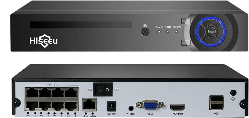 Photo 1 of ?H.265+?Hiseeu 8 Channel 4K PoE Network Video Recorder NVR, Support 4K/2K/8MP/5MP/3MP/1080P PoE Camera, Remote Access, Motion Alarm, Face Detection, 24/7 Recording, Smart Playback (No Hard Disk Drive)
