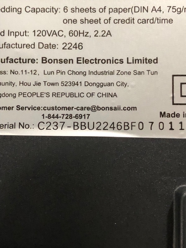 Photo 4 of Bonsaii Paper Shredder for Home Use,6-Sheet Crosscut Paper and Credit Card Shredder for Home Office,Home Shredder with Handle for Document,Mail,Staple,Clip-3.4 Gal Wastebasket(C237-B) 6-Sheet Cross Cut