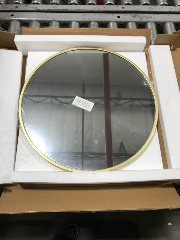 Photo 1 of 16'' Circle Wall Mirror Gold Metal Framed Round Mirror for Bathroom 16 inch Hanging Mirror for House Shower Mirror Rustic Wall Decorative Durable Engineered Wood Backboard Mirror Gold 16''