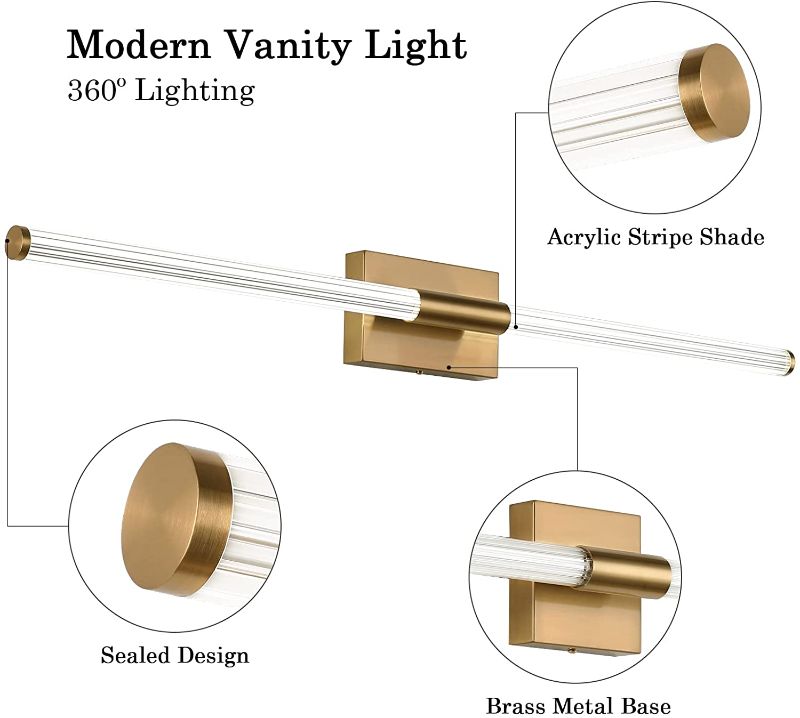 Photo 1 of 40 inch Modern Brass LED Vanity Light Bathroom Light Fixtures Over Mirror Modern Wall Bar Light Wall Sconce Vanity Lighting 5500K 32W for Bathroom, Bedroom, Hallway, Kitchen