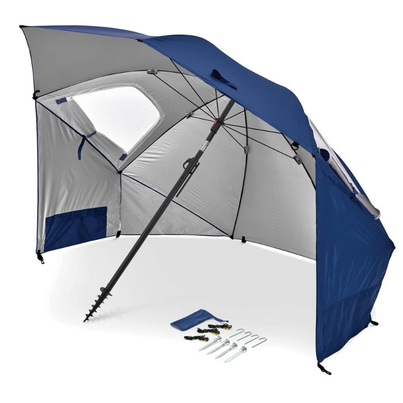 Photo 1 of 8323834 8 Ft. Tiltable Blue Sport Umbrella
